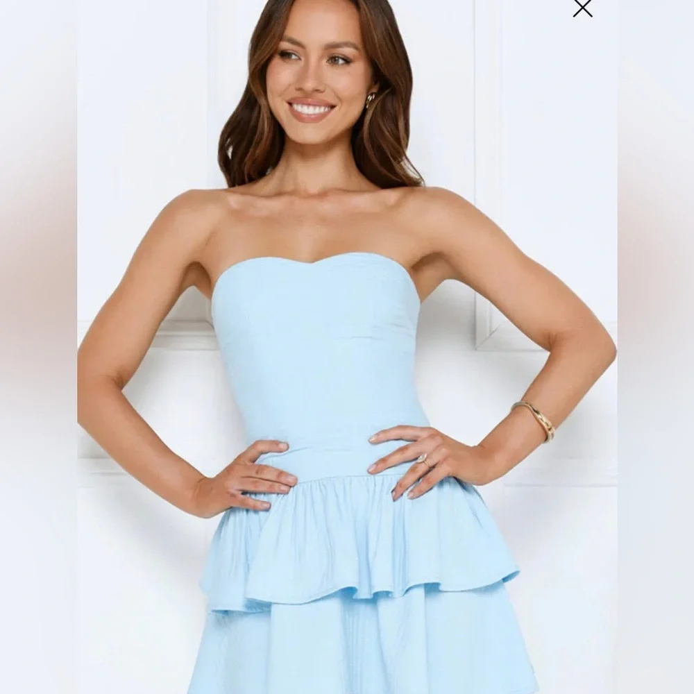 MEMORY OF LOVE MINI DRESS BLUE - Picture 1 of 1
